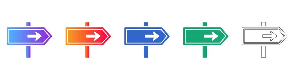 Sharp Arrow Signpost Icons for Navigation Stock Illustration