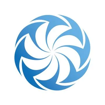 Sharp arrows in circle swirl water symbol design logo vector Circle curves arrow Stock Illustration