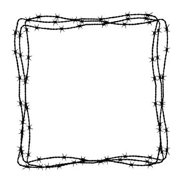 Sharp barbed wire square frame. Stock Illustration