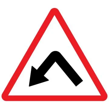 Sharp bend towards the left traffic sign Illustrazione stock
