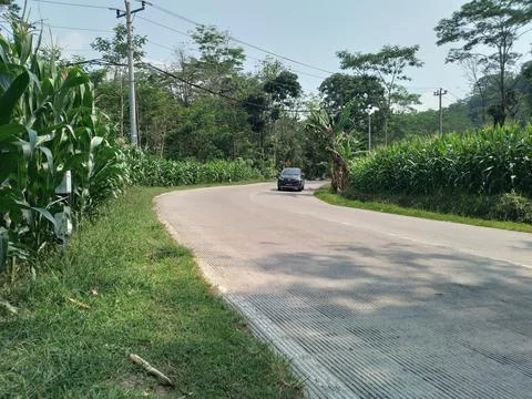 Sharp bends in the Kendal Highlands, Central Java Stock Photos