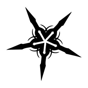 Sharp black five-pointed star or pentagram-like abstract symbol Illustrazione stock