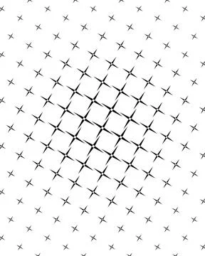 Sharp black starbursts repeat across a spacious white field with subtle sca.. Illustrazione stock