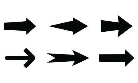 Sharp Black Straight Arrows Vector Set Stock Illustration