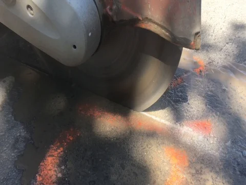 Sharp Blade Cutting Through Cement Close Up Stock Footage 76247932