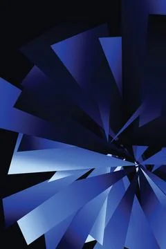 Sharp blue geometric shards exploding from center for abstract background. Stock Illustration