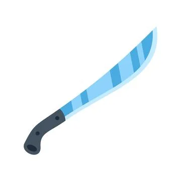 Sharp blue machete with black handle on white background Illustration