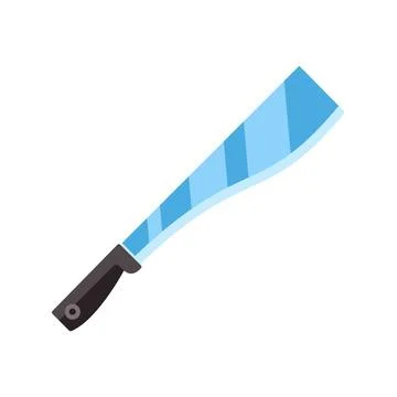 Sharp blue machete with black handle isolated on white Illustration
