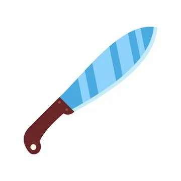 Sharp blue machete with brown handle isolated on white Illustration