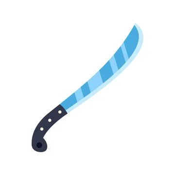 Sharp blue machete with curved blade and black handle Illustration
