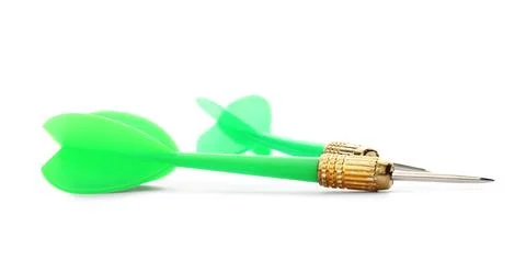 Sharp bright green darts isolated on white Stock Photos