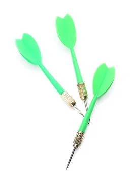 Sharp bright green darts isolated on white Stock Photos