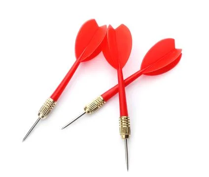 Sharp bright red darts isolated on white Stock Photos