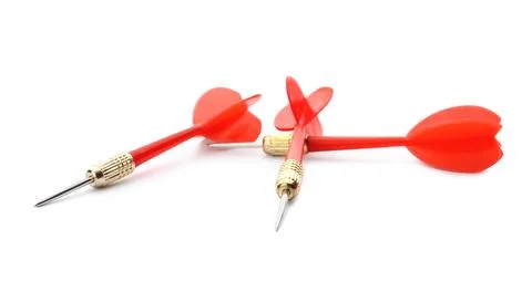 Sharp bright red darts isolated on white Stock Photos