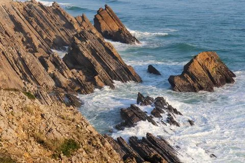 Sharp brown clips on the atlantic coast 스톡 사진