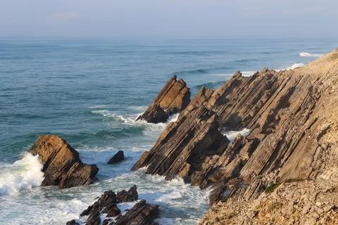 Sharp brown clips on the atlantic coast 스톡 사진