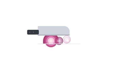 Sharp Chef Knife Slicing Red Onion Layers on Minimal White Background Видео 346007211
