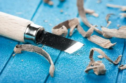 Sharp chisels with wooden handle Stock Photos