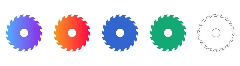 Sharp Circular Saw Blade and Woodworking Tool Icons Stock Illustration
