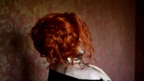 Sharp claws. Dark halloween attire. Sorceress woman is vampire Stock Footage 115284362