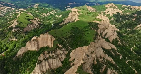 Sharp Clay Ridges Rough Terrain Timelapse Livestock Roaming Big Hill Near Melnik Stock Footage 289410349
