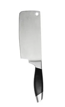 Sharp cleaver knife isolated on white. Kitchen utensil Stockfoto's