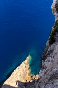 Sharp cliff at the sea Stock Photos