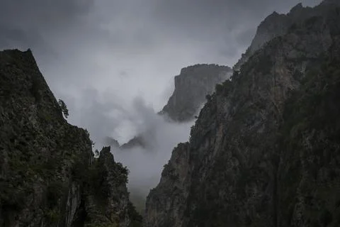 Sharp cliffs of limestone and deep gorges Stock Photos