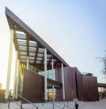 Sharp corner building architecture facade in Gdansk, Poland Stock Photos