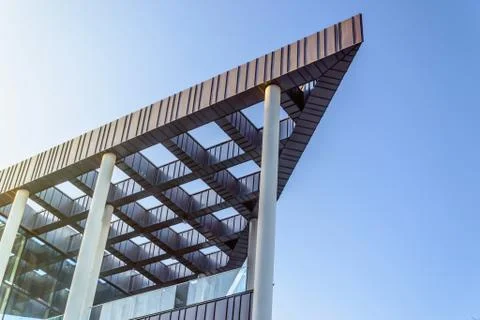 Sharp corner building architecture facade in Gdansk, Poland Stock Photos