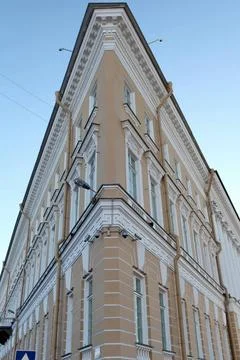 Sharp corner of the building Low angle view of a corner of a building Copy... Stock Photos