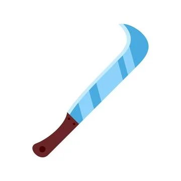 Sharp curved machete blade with wooden handle vector illustration Stock Illustration