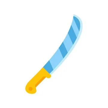 Sharp curved machete with bright yellow handle illustration Illustration