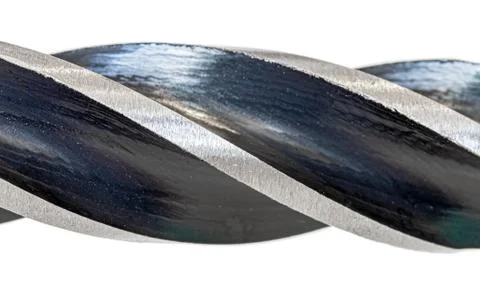 Sharp cuts of screw-threads on wood drill, macro view. Stock Photos