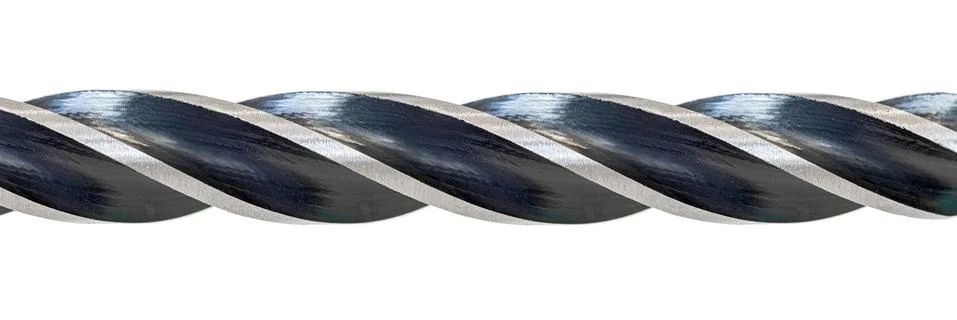 Sharp cuts of screw-threads on wood drill, macro view. Stock Photos
