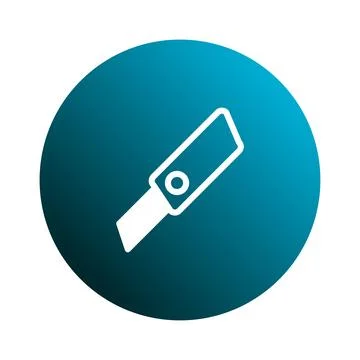 Sharp cutter icon on a blue gradient circle background representing precisi.. Illustrazione stock