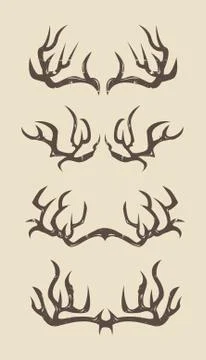 Sharp deer antlers illustration Illustrazione stock