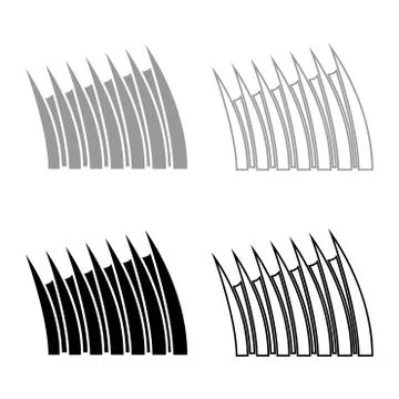 Sharp dorsal fin icon outline set black grey color vector illustration flat s Stock Illustration