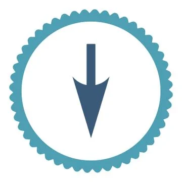 Sharp Down Arrow flat cyan and blue colors round stamp icon 库存插图