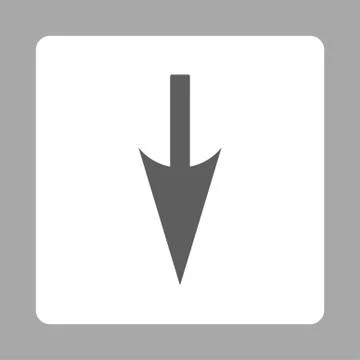 Sharp Down Arrow flat dark gray and white colors rounded button 库存插图