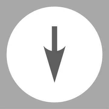 Sharp Down Arrow flat dark gray and white colors round button 库存插图