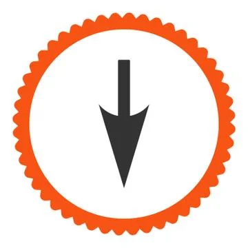 Sharp Down Arrow flat orange and gray colors round stamp icon 库存插图