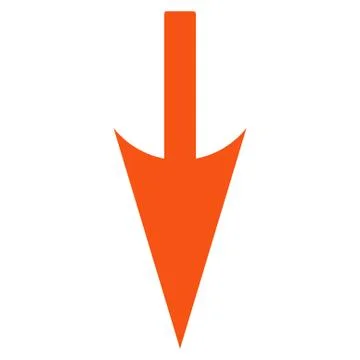 Sharp Down Arrow flat orange color icon 库存插图