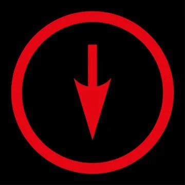 Sharp Down Arrow flat red color rounded vector icon Stock Illustration