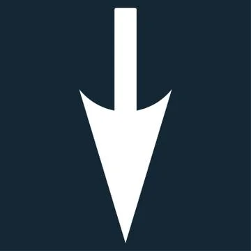 Sharp Down Arrow flat white color icon 库存插图