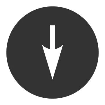Sharp Down Arrow flat white and gray colors round button 库存插图