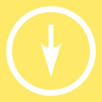 Sharp Down Arrow flat white color rounded raster icon 库存插图