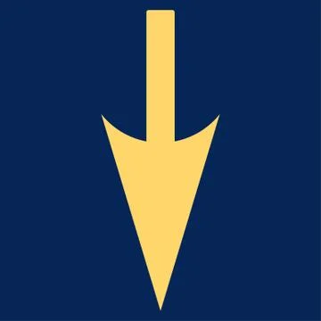 Sharp Down Arrow flat yellow color icon Stock Illustration