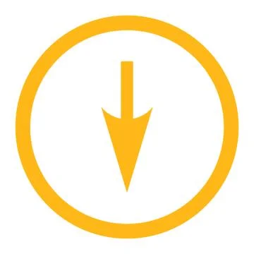 Sharp Down Arrow flat yellow color rounded raster icon Stock Illustration
