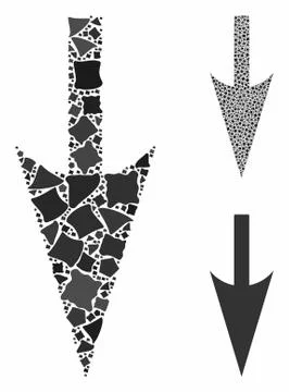 Sharp down arrow Mosaic Icon of Inequal Parts Illustrazione stock